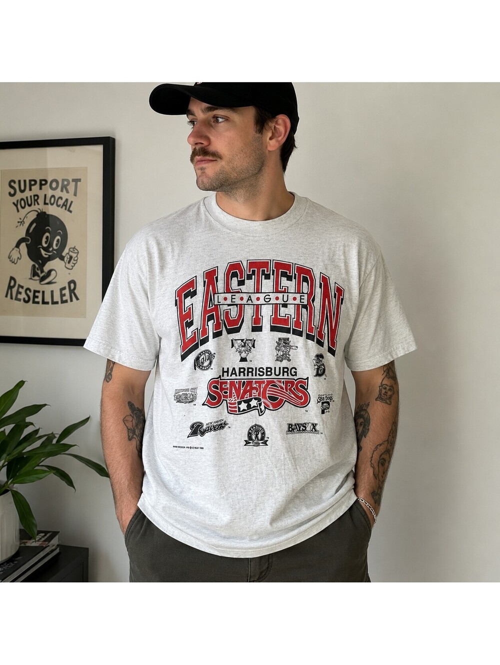 Vintage 1995 Eastern League Harrisburg Senators Baseball Tee Medium Made in USA - Picture 2 of 8